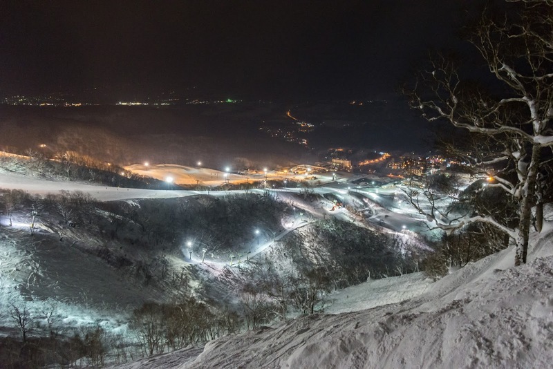 Night skiing in Niseko.