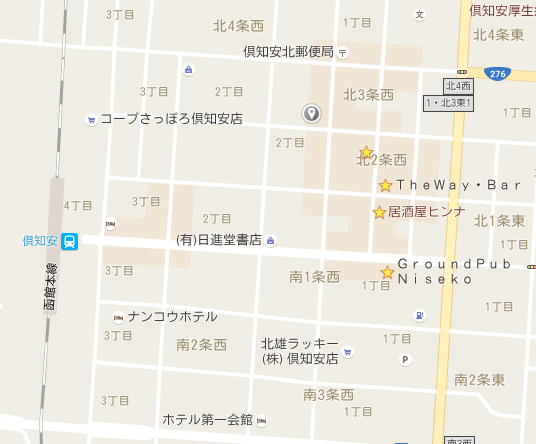 倶知安のバーの地図